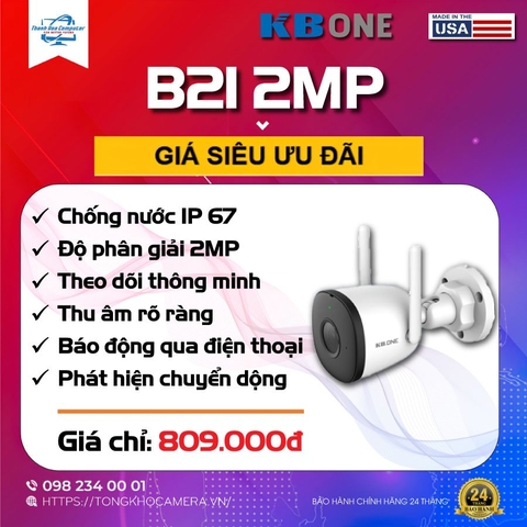 Camera IP Wifi 2.0 Mp KBVISION KB.ONE KN-B21