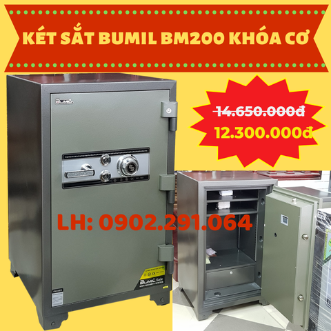 Két sắt siêu chống cháy BUMIL BM200 cơ đổi mã