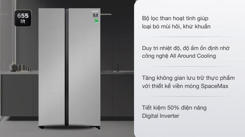 Tủ lạnh Samsung Inverter 655 lít RS62R5001M9/SV