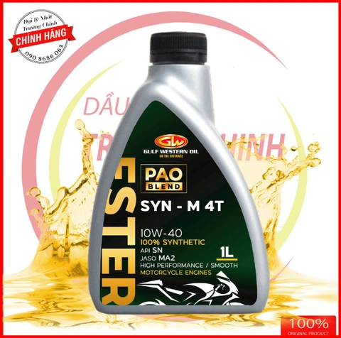 Nhớt Gulf Western Oil SYN-M 4T Ester Pao 10W40 nhập khẩu Úc dành cho xe số, tay côn