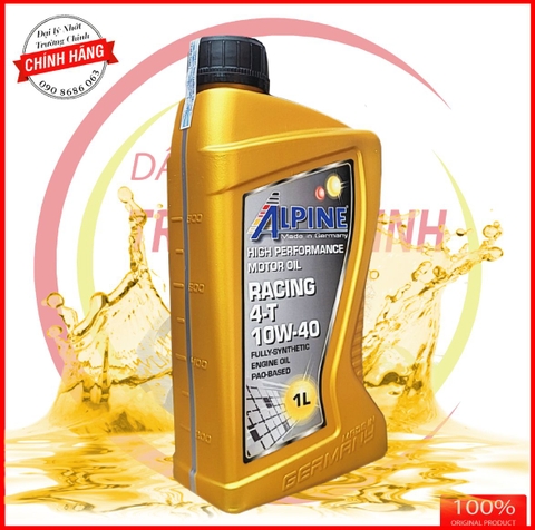 Nhớt Alpine racing 4T 10W40 fully synthetic dành cho moto, phân khối lớn nhập khẩu Đức