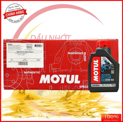 Thùng Nhớt Motul 3000 Plus 4T 20w50  dành cho xe số, tay côn