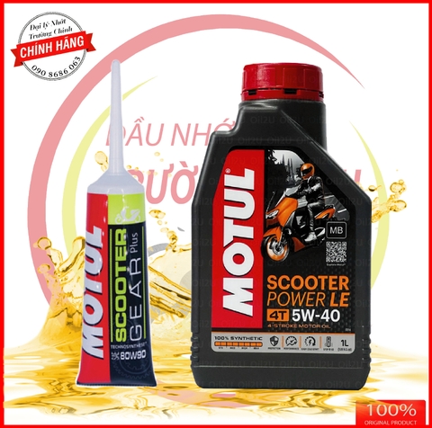 Combo Nhớt Motul Scooter Power 5W40 + Hộp số Motul tổng hợp dành cho xe ga