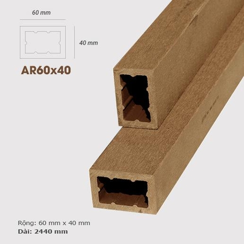 Thanh lam, cột gỗ nhựa AWood - Thanh lam gỗ AWood AR60x40 Wood