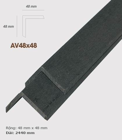  - Nẹp V nhựa  AWood AV48x48 Dark Grey