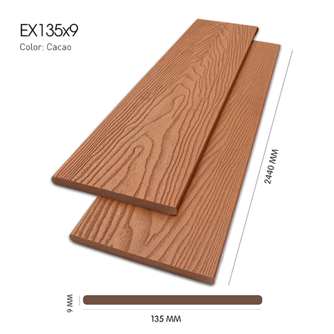 Gỗ nhựa ngoài trời EXwood - Gỗ nhựa ngoài trời 3D EXwood EX135x9 - Cacao