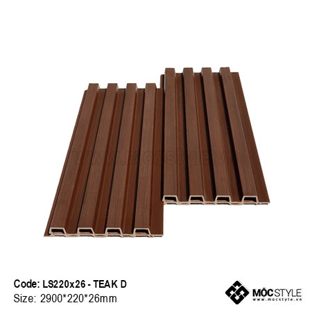 Gỗ Nhựa Ultra PVC - Lam sóng ốp tường - trần Ultra PVC LS220x26 TEAK D