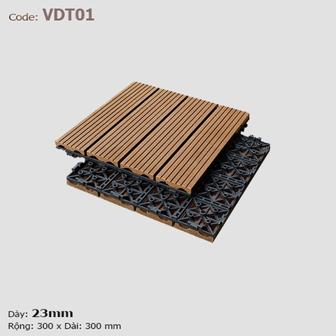  - Vỉ gỗ nhựa lót sàn ATWood VDT01 Vàng