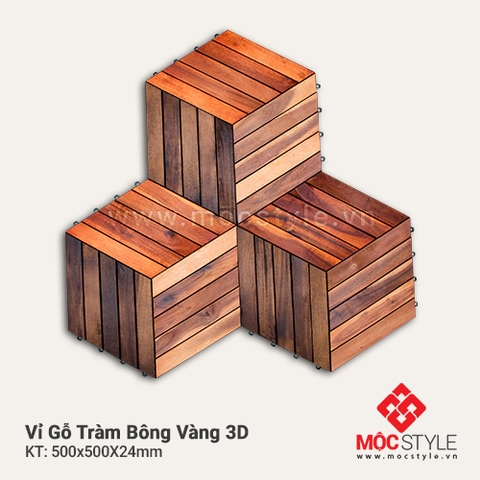 Vỉ gỗ tự nhiên - Vỉ gỗ Tràm Bông Vàng 3D