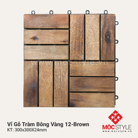 Vỉ gỗ tự nhiên - Vỉ gỗ Tràm Bông Vàng 12 Brown