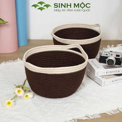 Giỏ đựng quần áo cao cấp, giỏ cotton đựng đồ, đựng đồ cá nhân Sinh Mộc - M1033