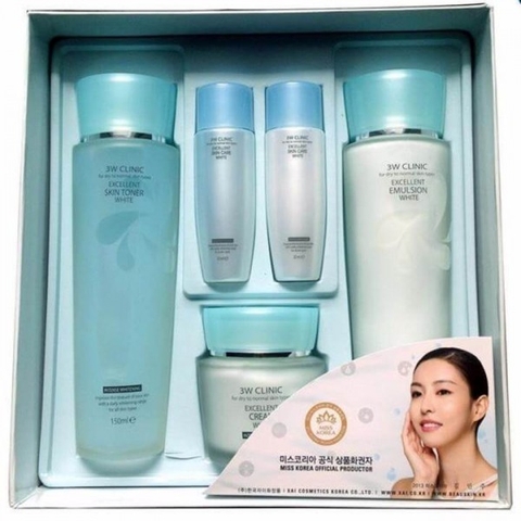 BỘ DƯỠNG TRẮNG DA DƯỠNG ẨM 3W CLINIC EXCELLENT WHITE SKIN CARE SET