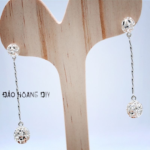 Hoa tai bạc nụ dài dáng dior kim tiền PVN393