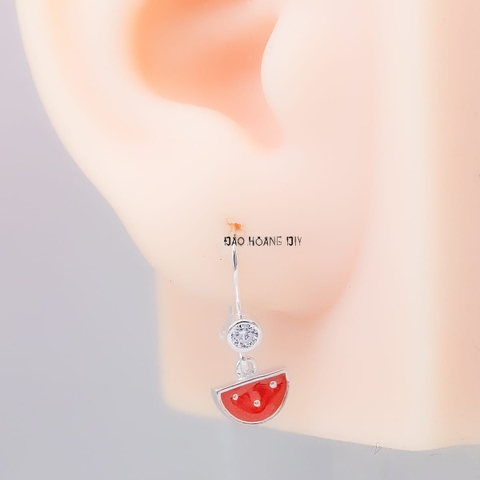 Khuyên Tai Bạc Cho Bé S925 Miếng Dưa Hấu Nhỏ Dễ Thương H2410240018