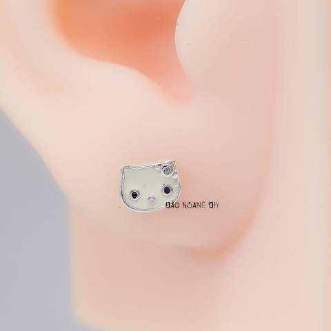 Bông Tai Bạc Cho Bé S925 Kiểu Nụ Mặt Mèo Kitty Trơn Xinh Xắn H2410220044