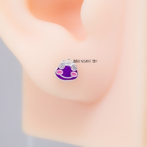 Bông Tai Bạc Cho Bé S925 Kiểu Nụ Hoàng Tử Ếch Tím H2410220042