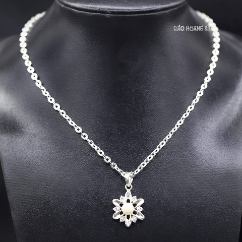 Mặt Dây Chuyền Bạc Nữ S950 Hoa Ngọc Trai Nhỏ M2409230039