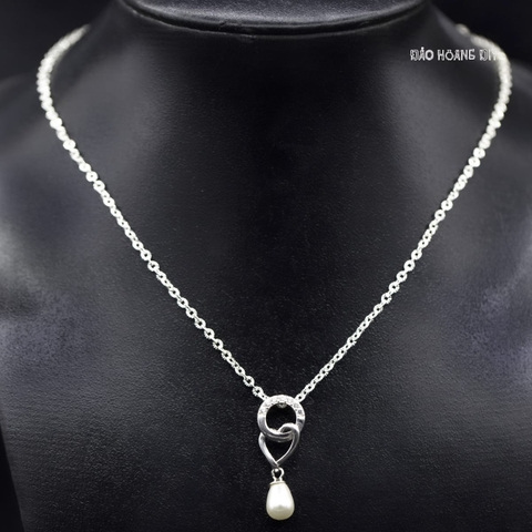 Mặt Dây Chuyền Bạc Nữ S925 Tròn Trái Tim Ngọc Trai M2409230038