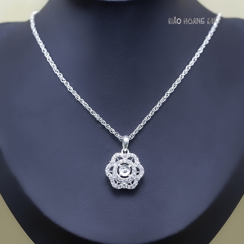 Mặt Dây Chuyền Bạc Nữ Hoa 6 Cánh Đính Đá Nhụy Ngọc Trai Đẹp Xuất Sắc M2412170114
