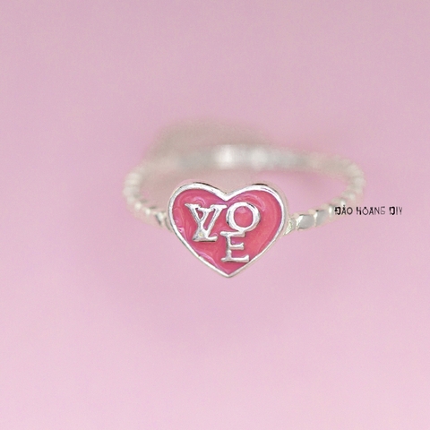 Nhẫn Bạc Trẻ Em Hình Trái Tim Chữ Love N2409040058