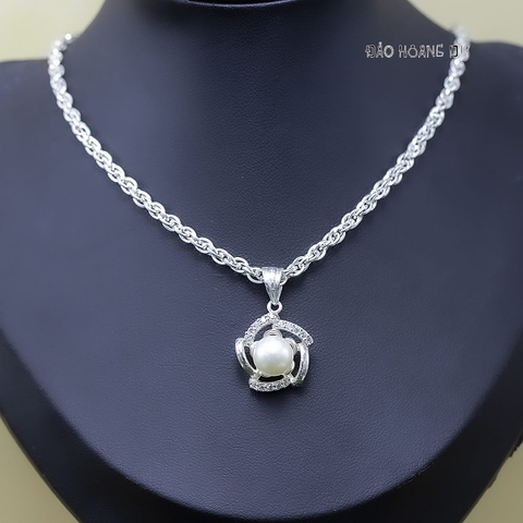 Mặt Dây Chuyền Bạc Nữ Hoa 5 Cánh Ngọc Trai Xinh Xắn M2412170108