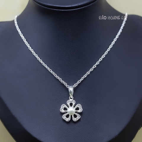 Mặt Dây Chuyền Bạc Nữ Hoa 5 Cánh Ngọc Trai Nhỏ Xinh M2412170110