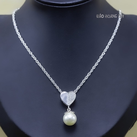 Mặt Dây Chuyền Bạc Nữ Trái Tim Ngọc Trai Tinh Tế Thu Hút M2412170111