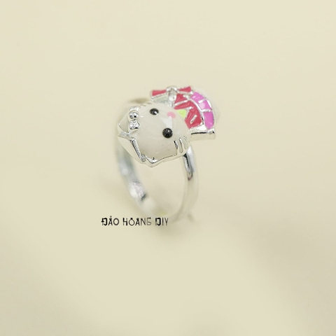 Nhẫn Bạc Trẻ Em Mèo Kitty Hồng Dễ Thương Free Size N2412070015