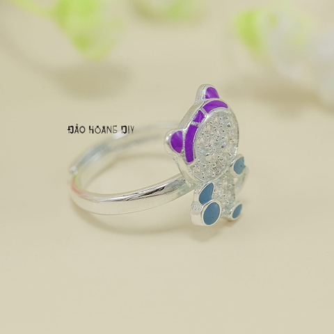 Nhẫn Bạc Trẻ Em Hình Gấu Đính Đá Lấp Lánh Free Size N2412070010