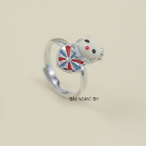 Nhẫn Bạc Trẻ Em Hình Mèo Trái Tim Đa Sắc Màu Free Size N2412070011