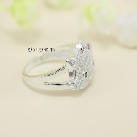 Nhẫn Bạc Trẻ Em Mặt Mèo Kitty Nơ Hồng Xinh N2412070018