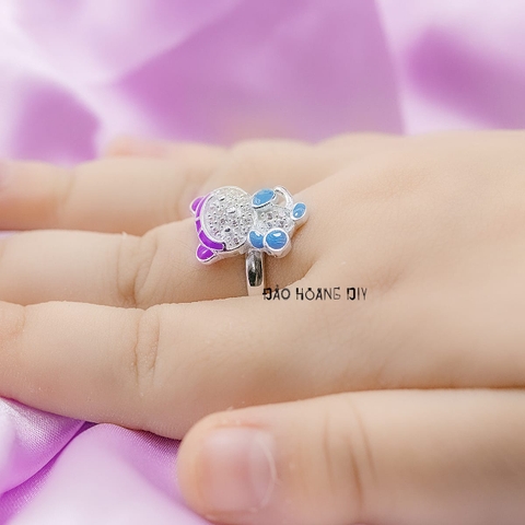 Nhẫn Bạc Trẻ Em Hình Gấu Đính Đá Lấp Lánh Free Size N2412070010