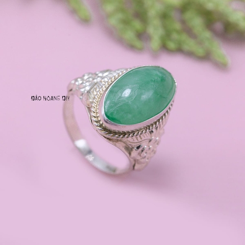 Nhẫn Bạc Nữ Phong Thủy Đá Xanh Ngọc Bích N2409050001