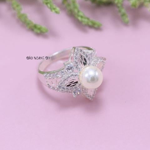 Nhẫn Bạc Nữ Ngọc Trai Hình Bông Hoa N2409060068