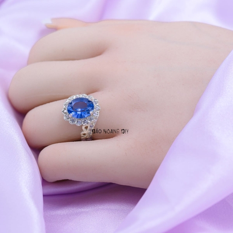 Nhẫn Bạc Nữ Phong Thủy Đá Xanh Dương N2409050025
