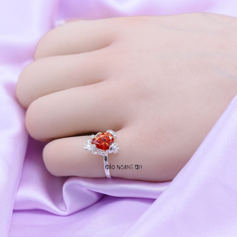 Nhẫn Bạc Nữ Cóc Ngậm Kim Tiền Tài Lộc Cam N2409060024