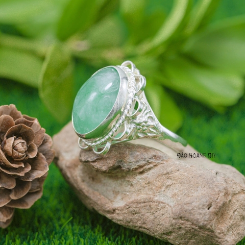Nhẫn Bạc Nữ Phong Thủy Đá Xanh Ngọc Bích N2409050003