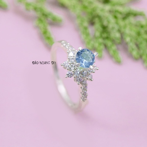 Nhẫn Bạc Nữ Phong Thủy Đá Xanh Dương N2409050030