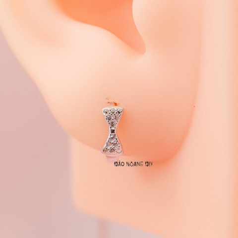 Bông Tai Bạc S925 Cho Bé Khong Tròn Nơ Nhỏ Xinh H2410280023