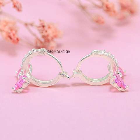Bông Tai Bạc Cho Bé Kiểu Bật Nơ Đá Hồng To Nổi Bật H2410280061