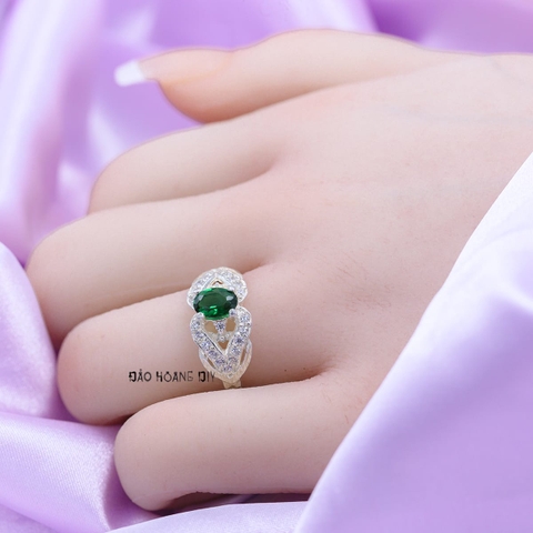 Nhẫn Bạc Nữ Phong Thủy Đá Xanh Ngọc N2409050018