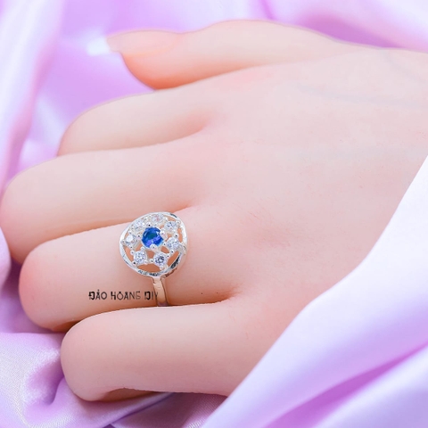 Nhẫn Bạc Nữ Phong Thủy Đá Xanh Dương N2409060002