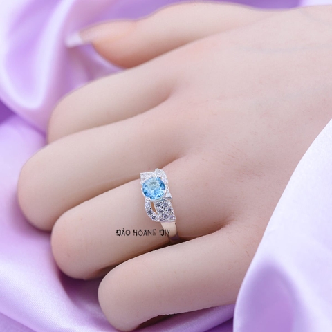 Nhẫn Bạc Nữ Phong Thủy Đá Xanh Dương N2409060009