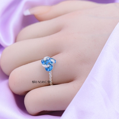 Nhẫn Bạc Nữ Phong Thủy Đá Xanh Dương N2409060008