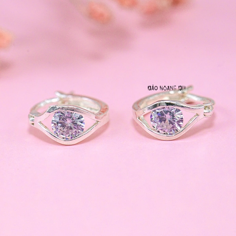 Bông Tai Bạc Cho Bé Kiểu Bật Đá Trắng Kiểu Đơn Giản Dễ Thương H2410280063