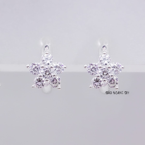 Bông Tai Bạc S925 Cho Bé Khong Tròn Hoa Đá 5 Cánh Xinh Xắn H2410280009