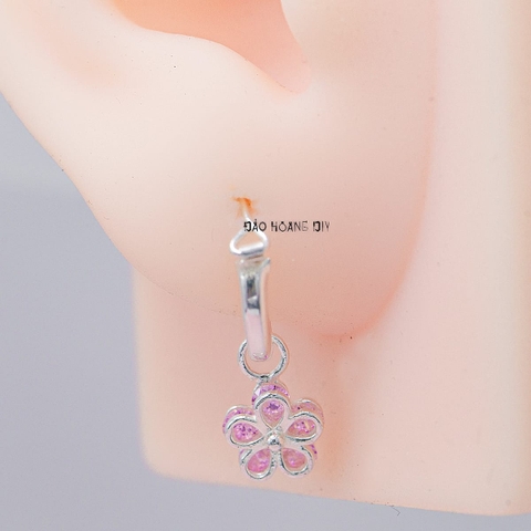 Bông Tai Bạc Nữ Khong Tròn Hoa Đào Trẻ Trung Xinh Xắn H2410250089