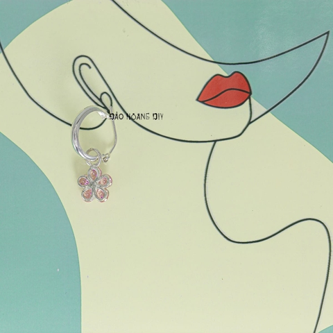 Bông Tai Bạc Nữ Khong Tròn Hoa Đào Trẻ Trung Xinh Xắn H2410250089