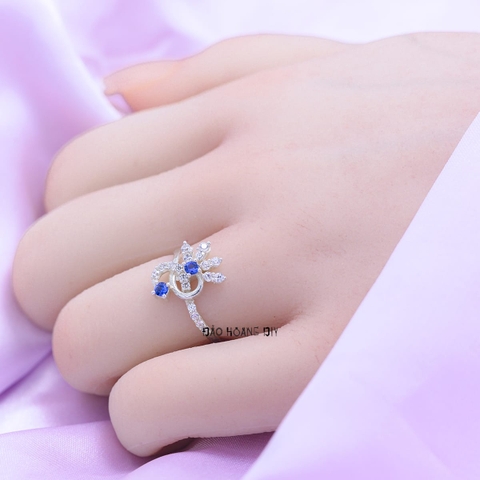 Nhẫn Bạc Nữ Phong Thủy Đá Xanh Dương N2409060004