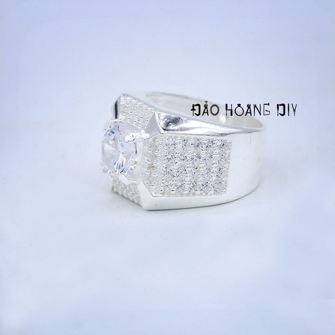 Nhẫn bạc nam ổ đá kim cương PVN3214
